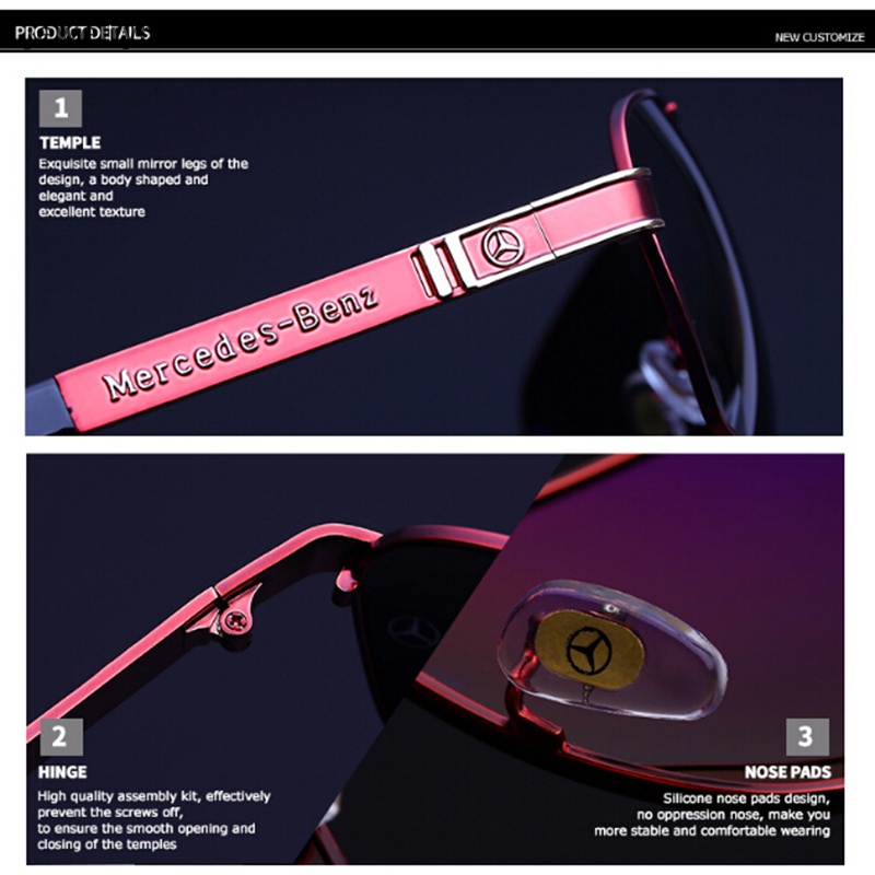 [jewelrybox] Mercedes Benz Kacamata Hitam Fashion Pria Polarized Mirror Classic Metal Eyeglasses Boutique