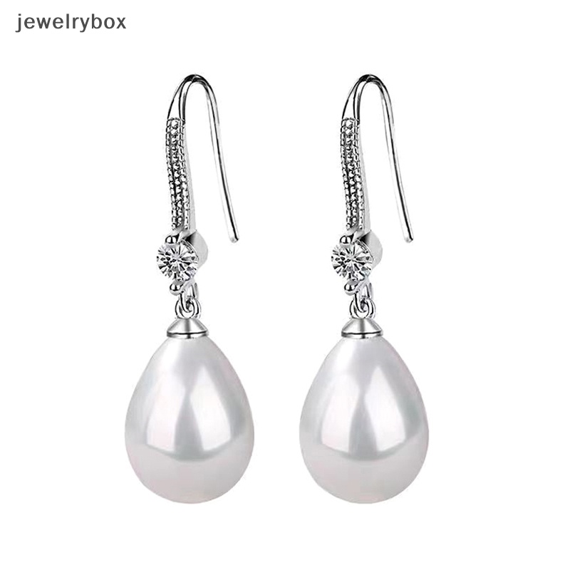 [jewelrybox] Perhiasan Wanita Tetesan Air Anting Mutiara Wanita Merah Putih Bulat Mutiara Oval Anting Pernikahan Pertunangan Valenes Day Gift Boutique