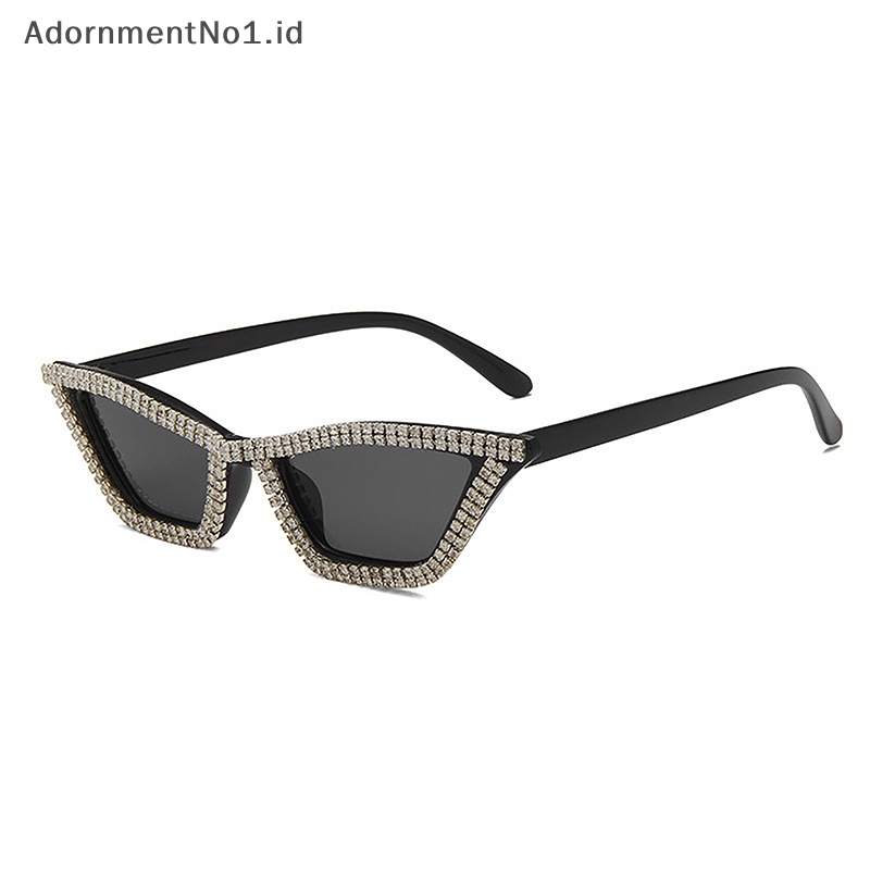 [AdornmentNo1] Fashion Vintage Zirkon Kacamata Hitam Cat Eye Segitiga Frame Sunglasses Eyewear [ID]