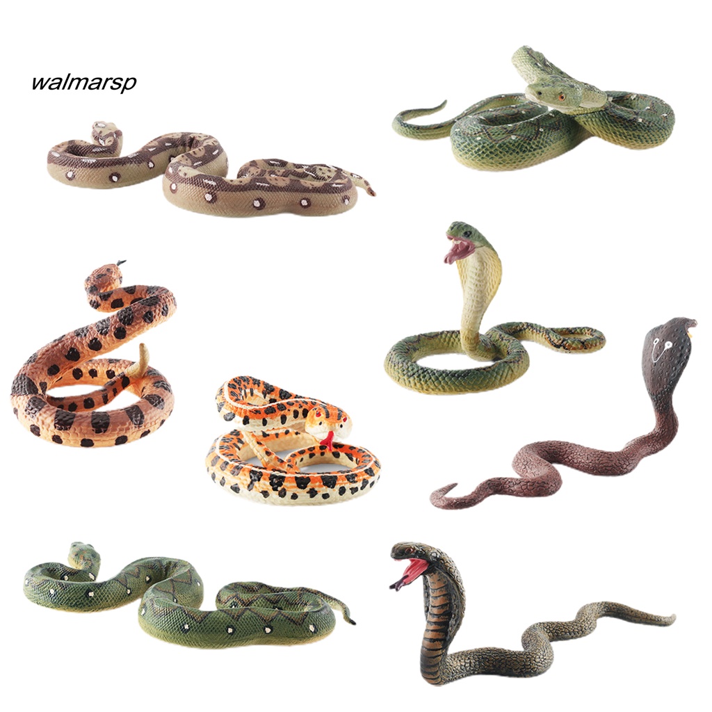 Lap Patung Ular Model Simulasi Berbagai Gaya Python Cobra Rattlesnake Model Solid Dekorasi PVC Reptil Amphibian Figurine Ornamen Mainan Edukasi