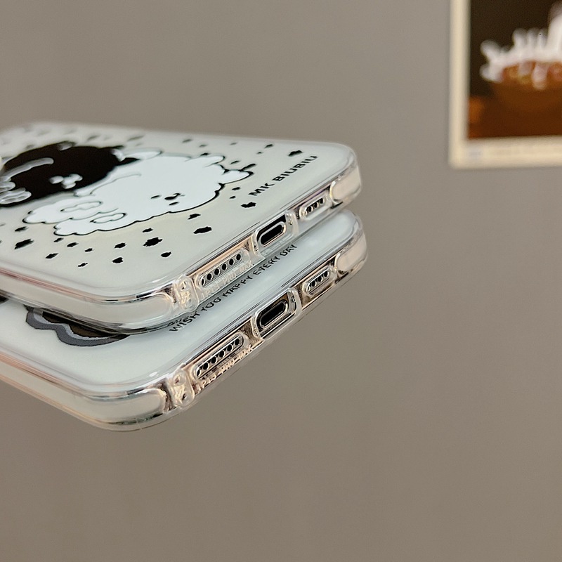 Black White Bunny Cat Skin Feel Soft Case HP iP iPhone 12 13 14 Pro Max 11 So Cool FTD Casing Apple