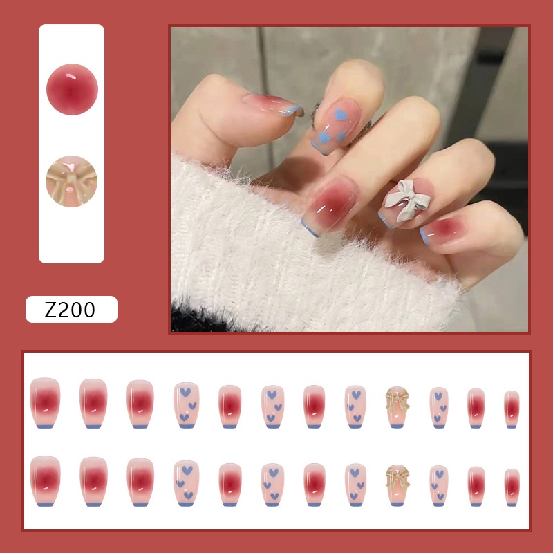 X79 24 Pcs DIY Kuku Palsu French Cool Finger Nail Art Stiker Kuku Palsu