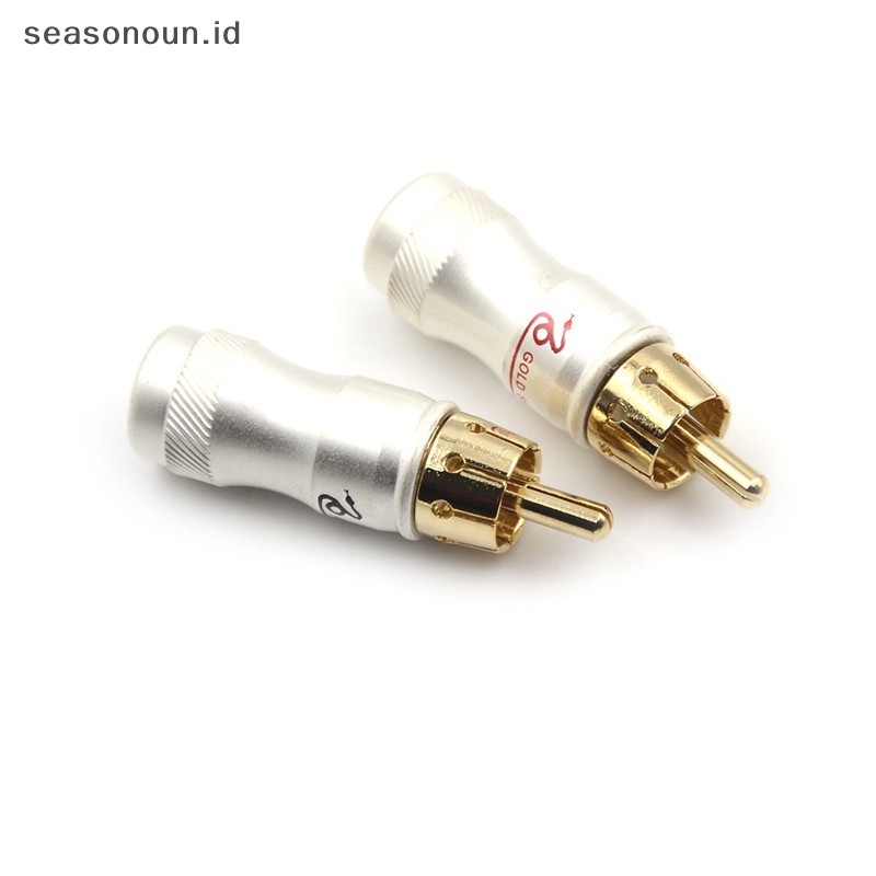 Seasonoun 4pcs Goldplated RCA Male Plug HIFI Kabel Audio Video Konektor Adapter.