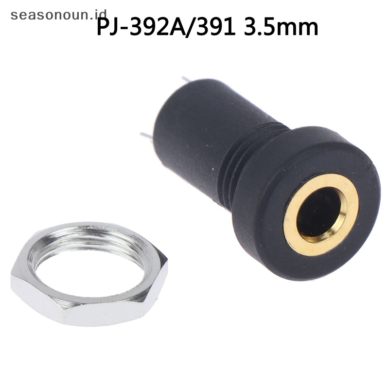 Seasonoun 3.5MM Audio Jack Socket 3tiang Hitam Stereo Solder Panel Mount Gold Dengan Mur.