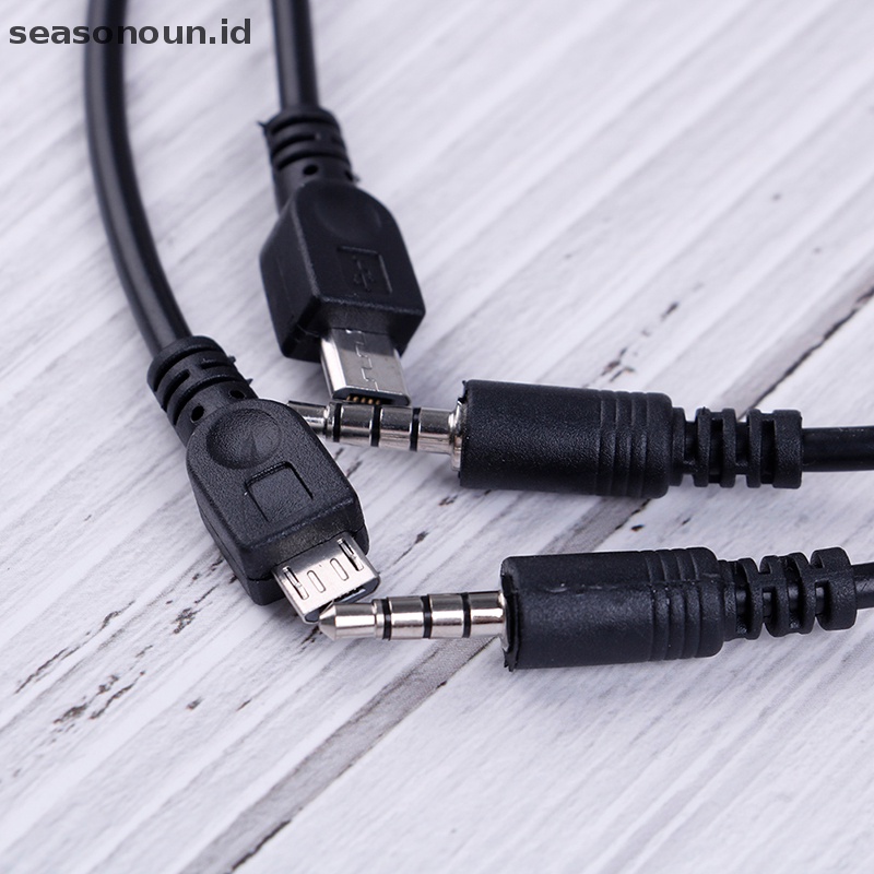 Seasonoun 2Pcs 3.5mm stereo male to micro USB male car AUX out cable Untuk Android samsung.