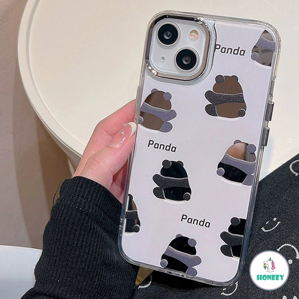 Casing Ponsel Cermin Rias Panda Lucu Untuk iPhone 14 Pro Max13 12 Pro Max11 Lovely Women Cover Stylish Silikon Pelindung Funda