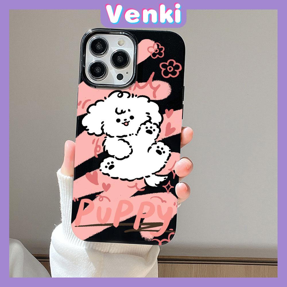 VENKI - For iPhone 11 iPhone Case Black Glossy TPU Soft Case Shockproof Protection Camera Cute Yellow Pink Dog Compatible with iPhone 14 13 Pro max 12 Pro Max xr xs max 7Plus 8Plus