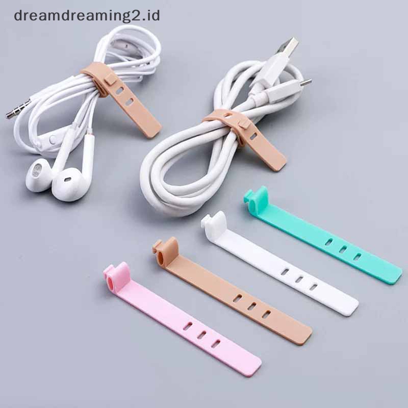 (drea) 4pcs cable winder silicone Kabel organizer Kawat Dibungkus Tempat Penyimpanan Jalur Kabel//