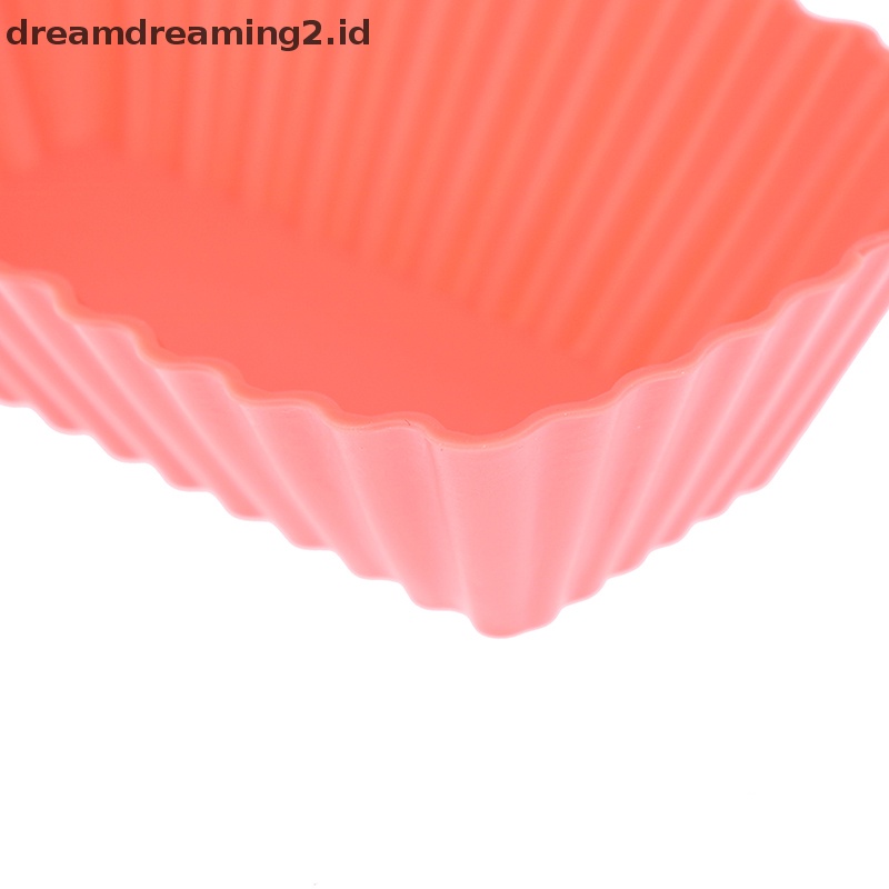 (drea) 6pcs Mini Muffin Cup Persegi Panjang Silikon Muffin Cake Cetakan Kue Aksesoris//