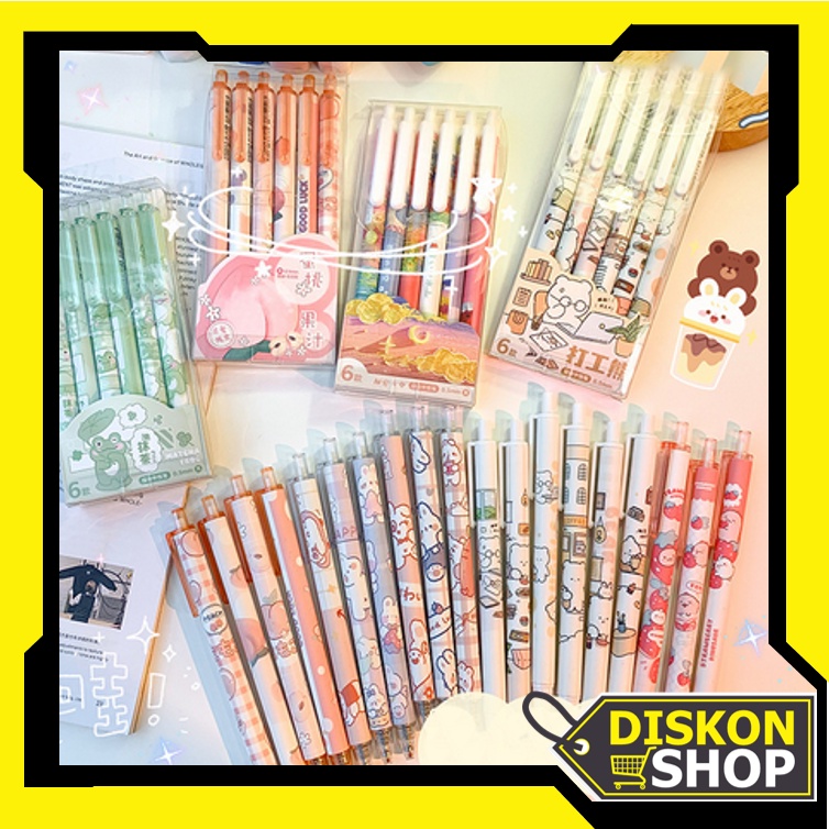 

Diskon Shop - S5809 Pulpen Gel Mekanik Lucu Karakter / Set Pulpen Gel 6 Pcs / Ballpoint Mekanik Pulpen Set Isi 6 PCS / Pulpen Gel Lucu