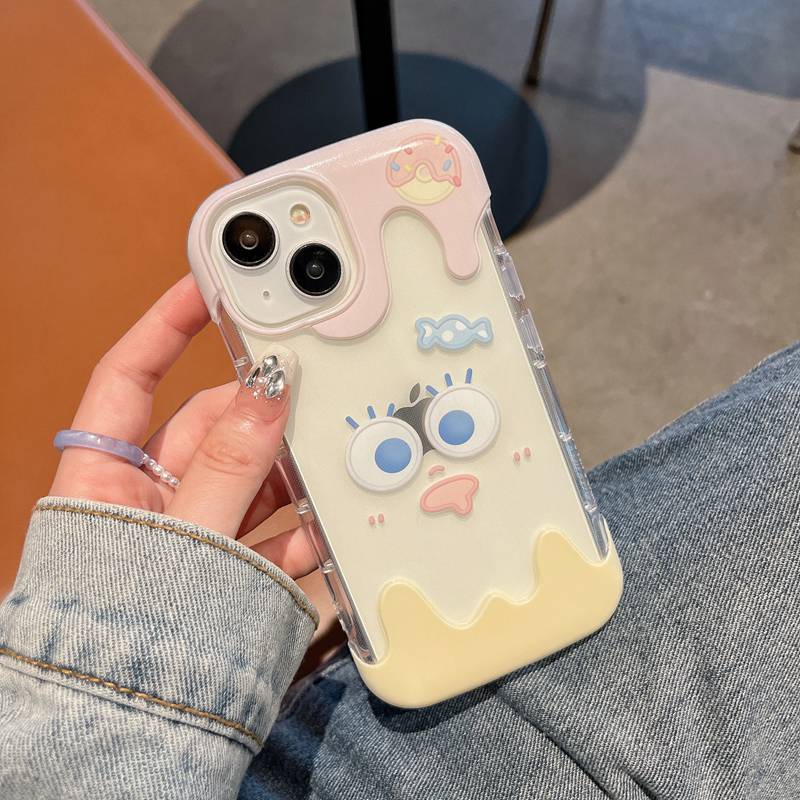 【3D Ice Cream】Couple Funny Clear Soft Case IPhone 7 8 Plus XR XS Max 11 12 13 14 Pro Max 14 Plus for Women Girl Gift Cartoon Cute Funny expression