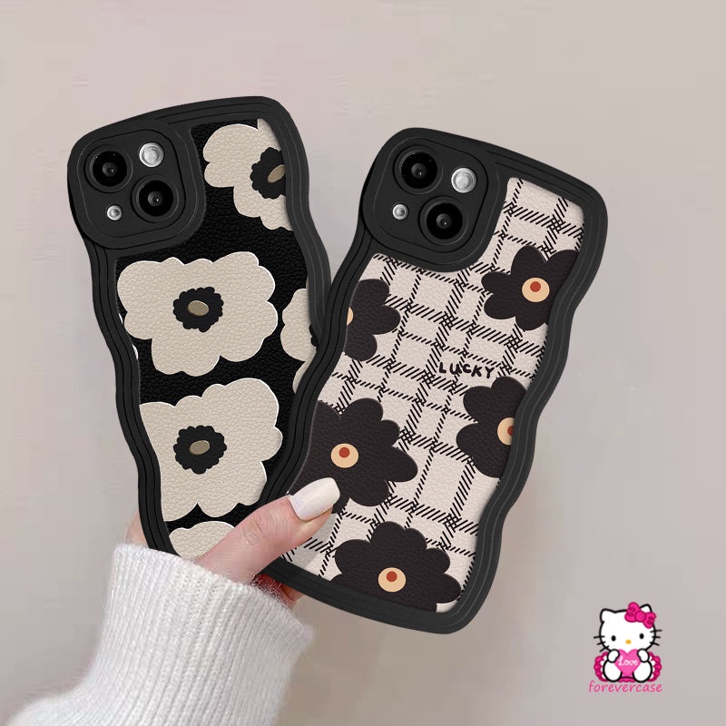 Casing Bunga Kotak-Kotak Retro Untuk Realme C53 C33 C35 C25 C25s C20 C30 C55 C15 C25Y C3 C21Y C11 C20A C17 C12 8 5 9i 8Pro 5s 6i 7i 9 Pro+ 10 8i 7 5i Wavy Edge Soft Tpu Cover