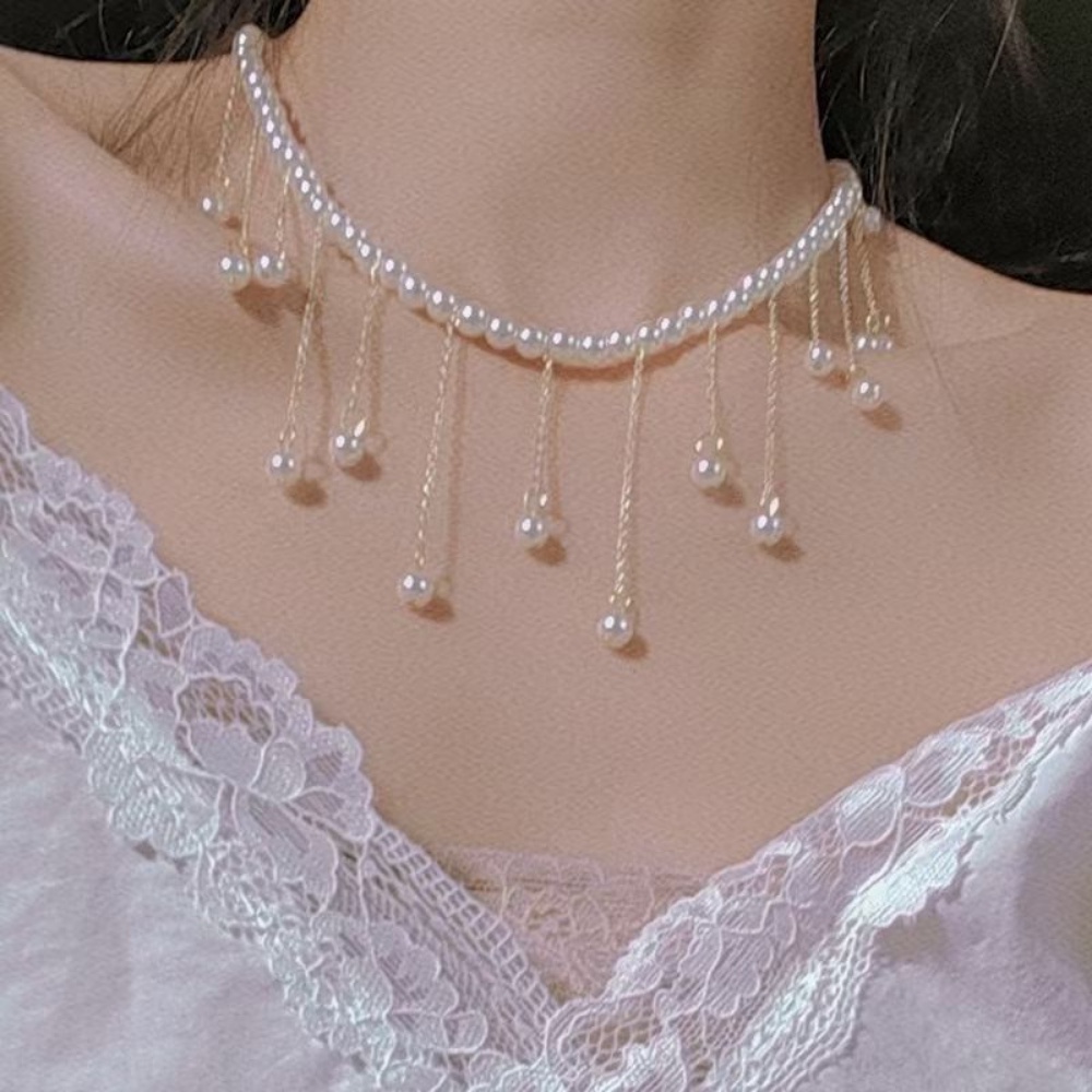 Deartiara Temperamen Rumbai Kalung Mutiara Untuk Wanita Gaya Baru, Desain Gaya Kecil, Manik-Manik Kerah Rantai Neckchain