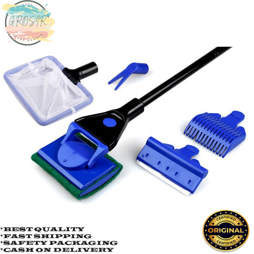 TERMURAH Grobal Alat Pembersih Akuarium Set 5 in 1 Cleaning Brush  / AKUARIUM/