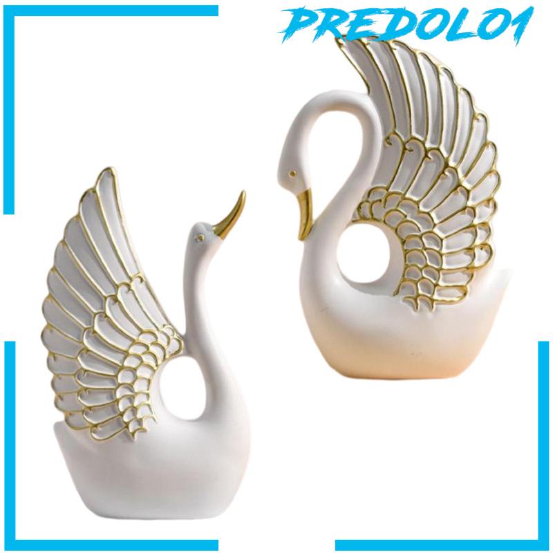 [Predolo1] 2x Patung Resin Pernikahan Rumah Rak Anniversary Patung Swan Statues