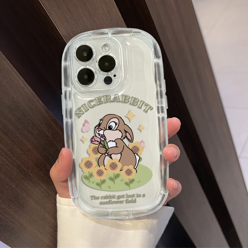 IPHONE Casing Ponsel Tahan Guncangan Kelinci Lucu Kompatibel Untuk Iphone13 11 14 12 Pro XS Max X Xr7 +8 Plus Casing Transparan Lembut TPU Silicone Cover