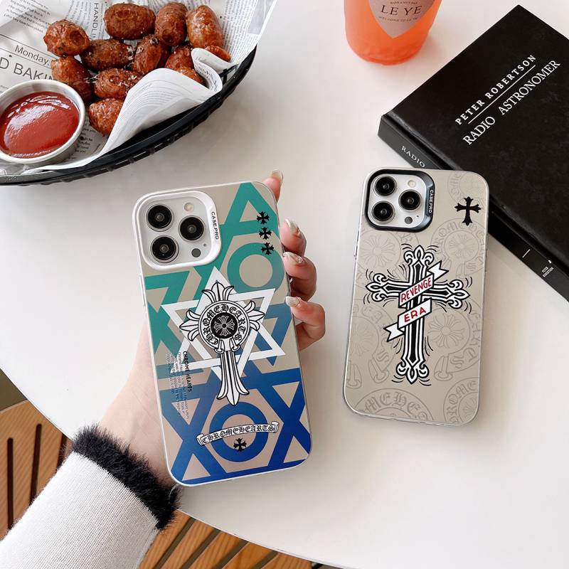 Fashion Silver Chrome Hearts Soft Case HP iP iPhone 14 13 12 Pro Max 11 Matte FTD Casing Apple