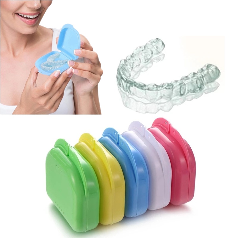 Berwarna Portable Denture Tray Kotak Penyimpanan Case Gigi Yang Indah Ortodontik Penjaga Mulut Penjaga Penjaga Kebersihan Mulut Plastik Perlengkapan Organizer