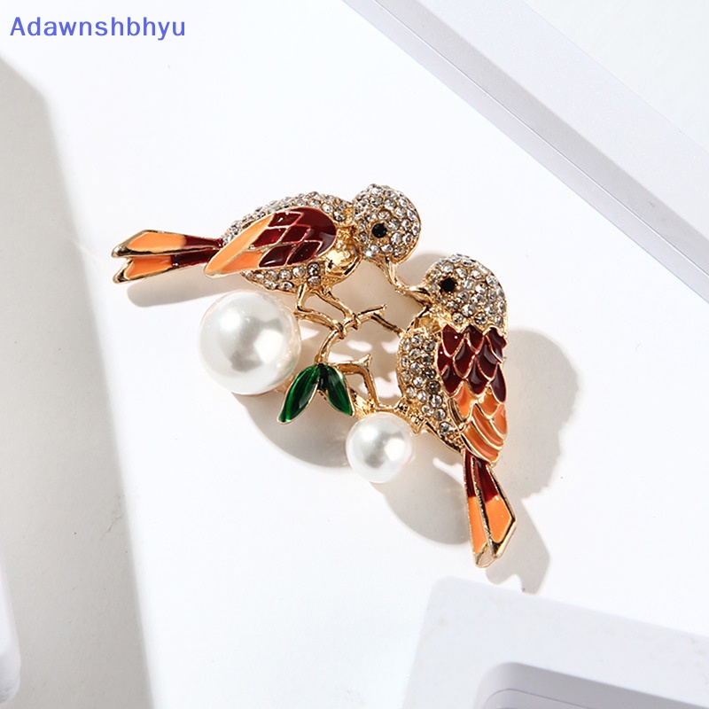 Adhyu Fashion Berlian Imitasi Enamel Burung Bros Lucu Hidup Terbang Fledgling Hewan Bros Syal Gaun Mantel Kerah Pin Hadiah ID