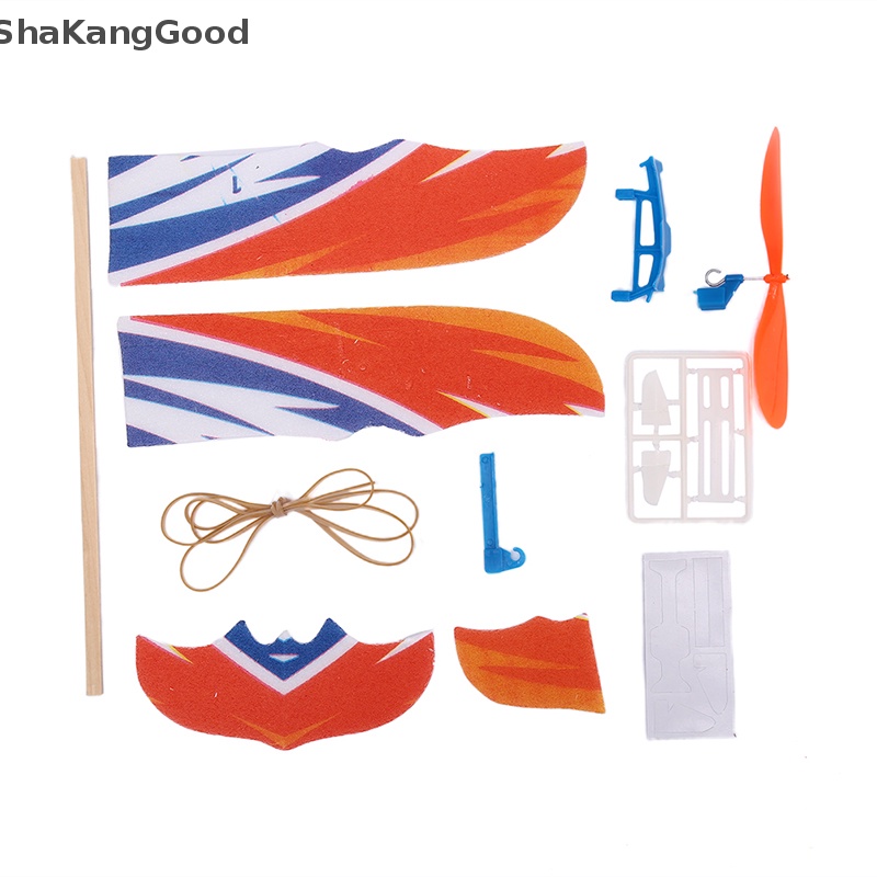 Karet Gelang Selip Elastis Bertenaga Pesawat Glider Flying Plane Pesawat DIY Mainan Anak SKK