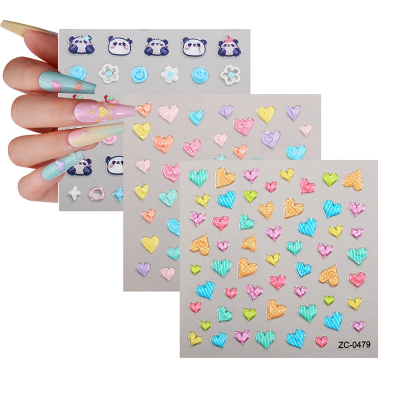 Sa Stiker Nail Art Stiker Kuku 5D Self-Adhesive Heart Nail Stickers Untuk Wanita