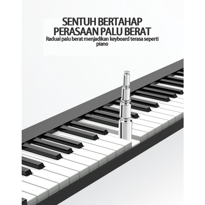 MIIGO 61-tuts piano lipat, pintar piano kecil - dapat dilipat - Hitam