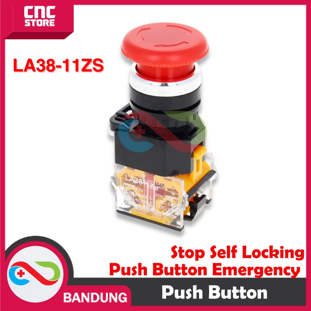 PUSH BUTTON EMERGENCY STOP SELF LOCKING 22MM 10A UPTO 660VAC LA38-11ZS