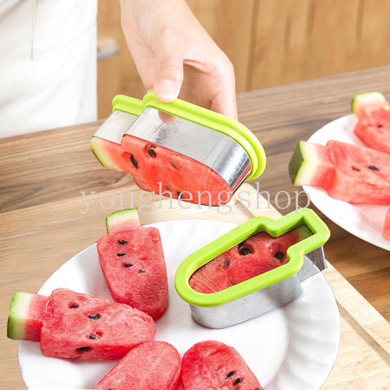 Kreatif Stainless Steel Watermelon Slicer Cutting Cetakan Popsicle Berbentuk Buah Air Melon Cutter Cookie Sandwich Mold Aksesoris Dapur