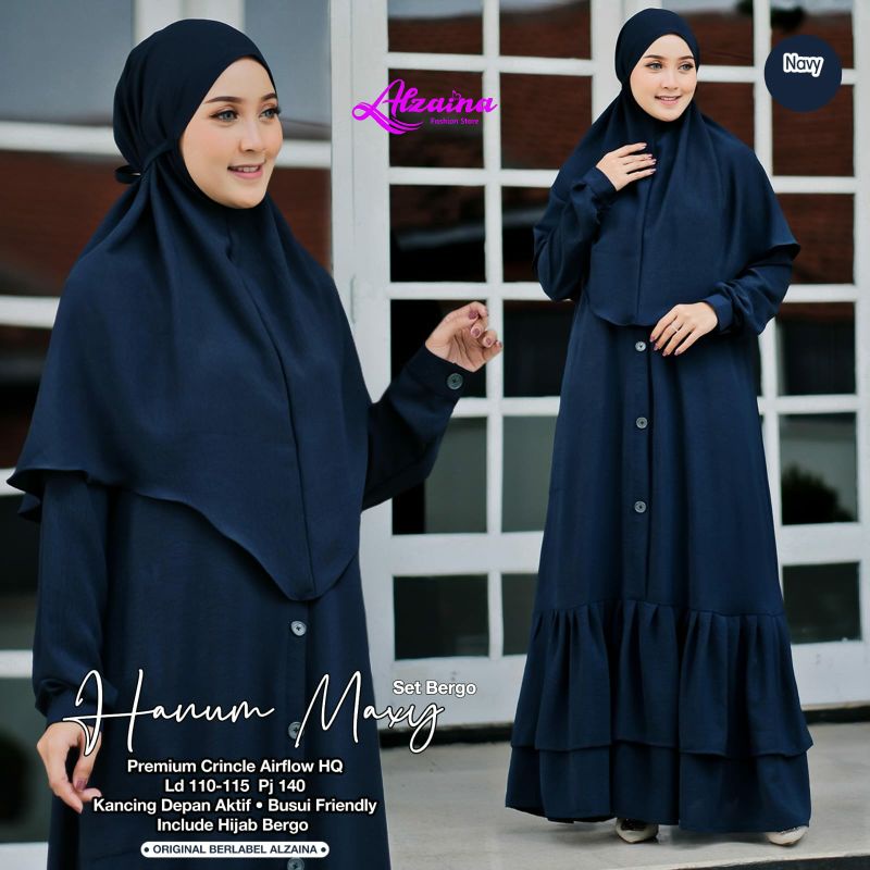 HANUM SYARI free Hijab ORI ALZAINA | Busui, Crinkle Airflow Premium