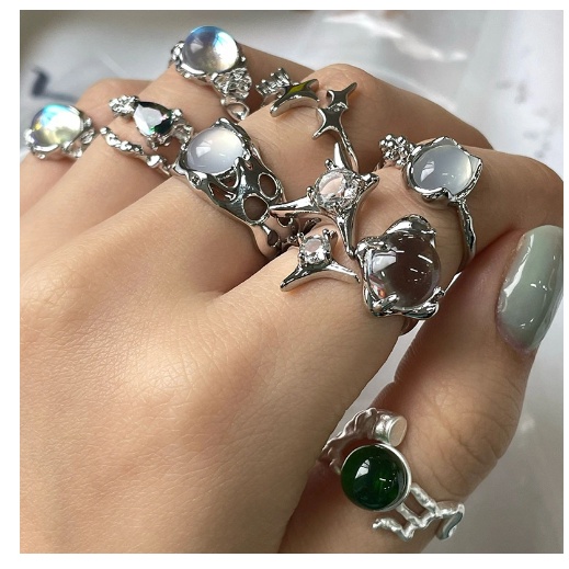 Cahaya Mewah Cinta Malaikat Zirkonia Cincin Perempuan Niche Desain Senior Rasa Pasangan Cincin Vintage Ins Jari Cincin Perhiasan