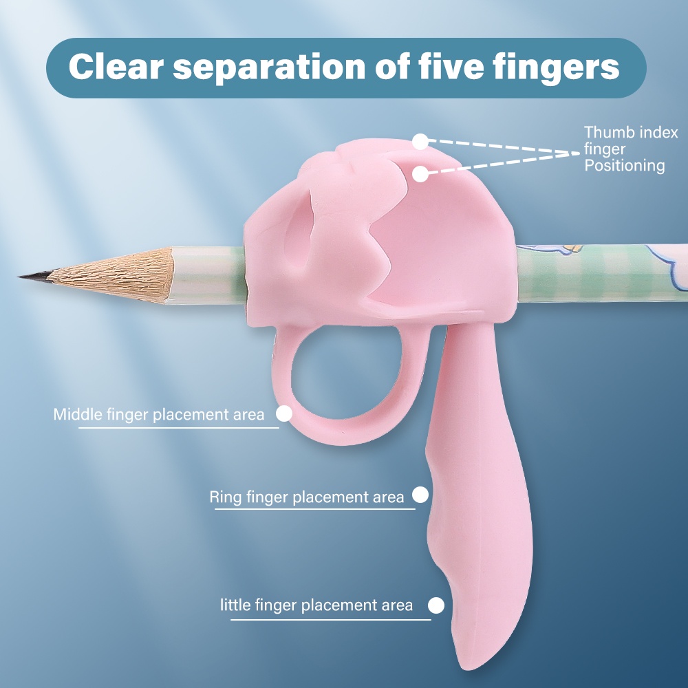 Korektor Pulpen Lima Jari Silikon Kualitas Tinggi/Tulisan Pemula Anti Aus Pelindung Jari Tempat Pensil