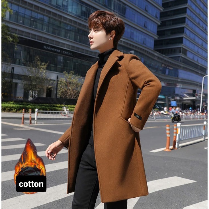 IMPORT HANS MAN AUTUMN SPRING WINTER WOOLEN COAT JAKET PANJANG PRIA MUSIM GUGUR SEMI MUSIM DINGIN LAPIS COTTON