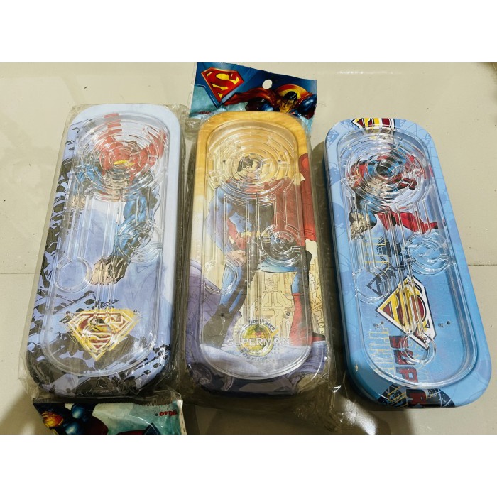 

pencil case kaleng puzzle motif superman satuan -ZilonGSell