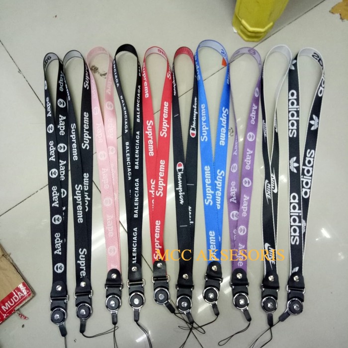 MCC Tali Gantungan HP Import Premium Motif Random / Strap Handphone Kunci Kartu Nama Bisa di Leher