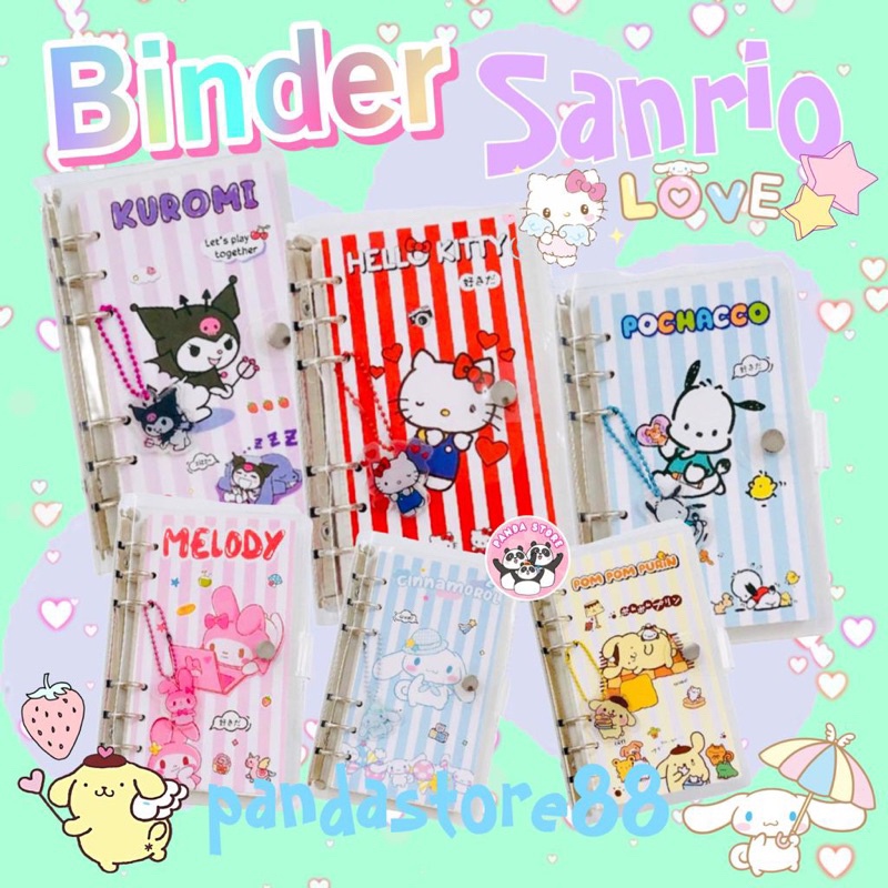 Binder Sanrio Cute A6ring 100lbr /Buku jurnal Sanrio Melody Kuromi CinnamonRoll