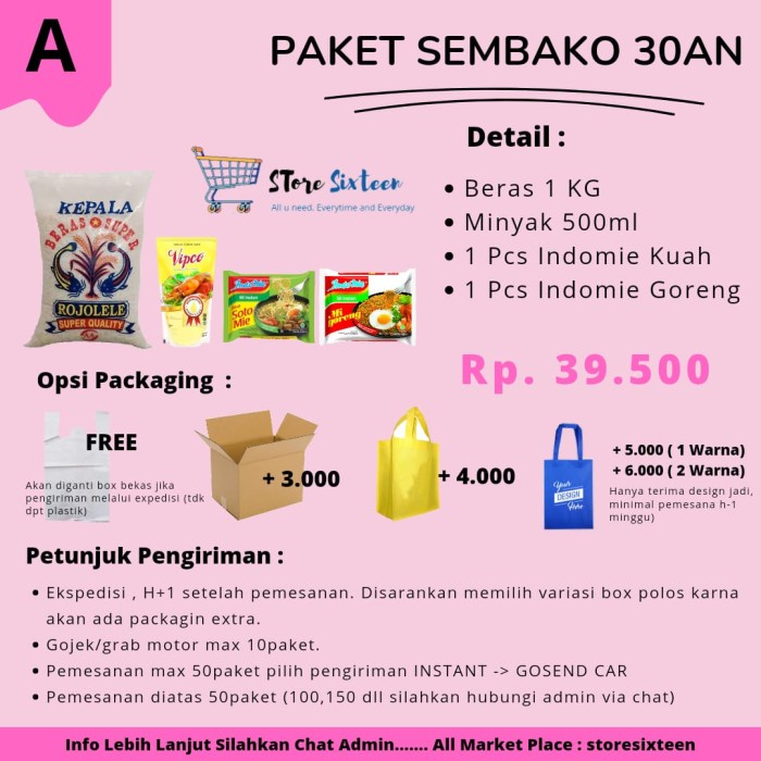 PAKET SEMBAKO MURAH BANGET 30RIBUAN AJA!! - PLASTIK PUTIH