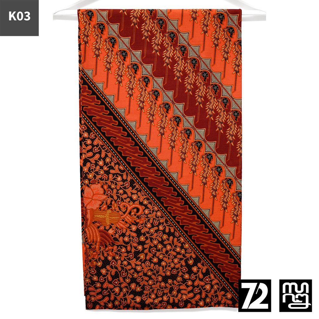 KAIN BATIK PREMIUM Katun Motif Parang Duri Warna Orange 723666 Cap 72 Jarik Jarit Samping Kebat Panjang Batik Katun Modern Premium Bahan Seragam Batik Pernikahan Kantor Keluarga Murah Kamen Jadi Batik Bali Lembaran