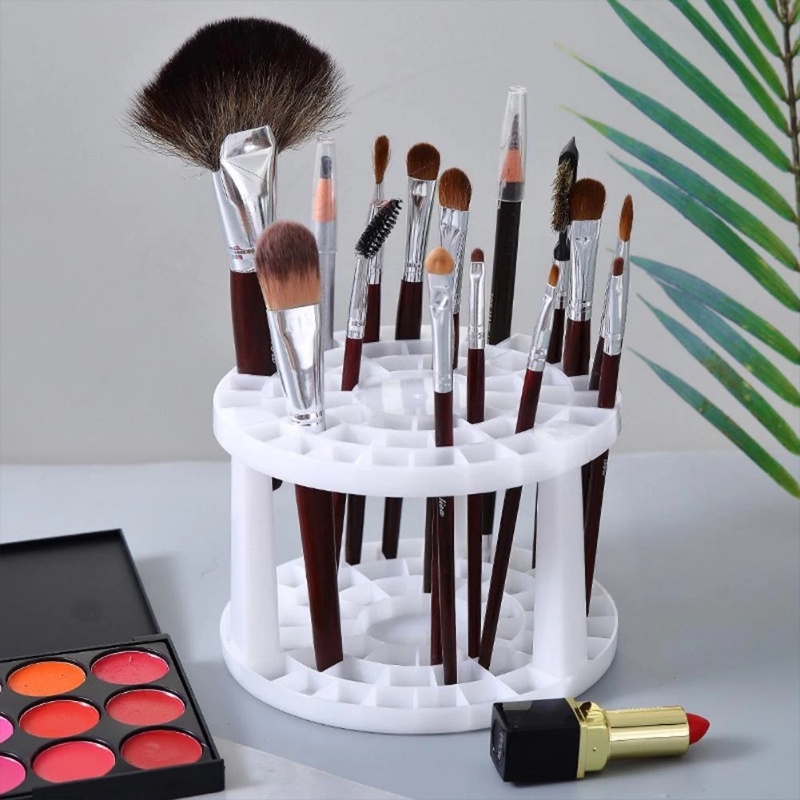 Collapsible Brush Drying Rack Large Capacity Cosmetic Brush Holder Rak Penyisipan Gigi Berpori Penyimpanan Kosmetik Rak Berdiri Kering Udara Multifungsi Makeup Brushes Storage