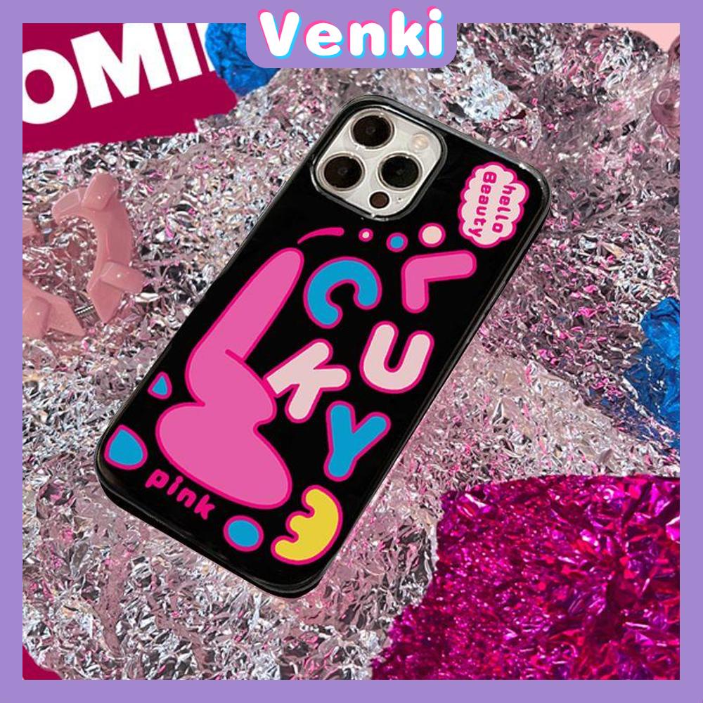 VENKI - For iPhone 11 iPhone Case Black Glossy TPU Soft Case Shockproof Protection Camera Fun Pink English Compatible with iPhone 14 13 Pro max 12 Pro Max xr xs max 7Plus 8Plus