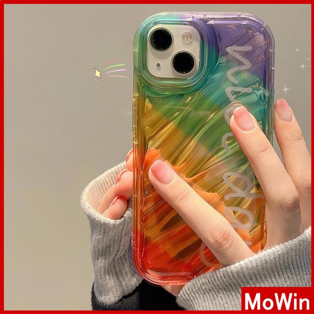 For iPhone 14 Pro Max iPhone Case Laser Reflective Clear Case TPU Soft Case Airbag Shockproof Rainbow English Compatible with iPhone 13 Pro max 12 Pro Max 11 xr xs max 7Plus 8Plus