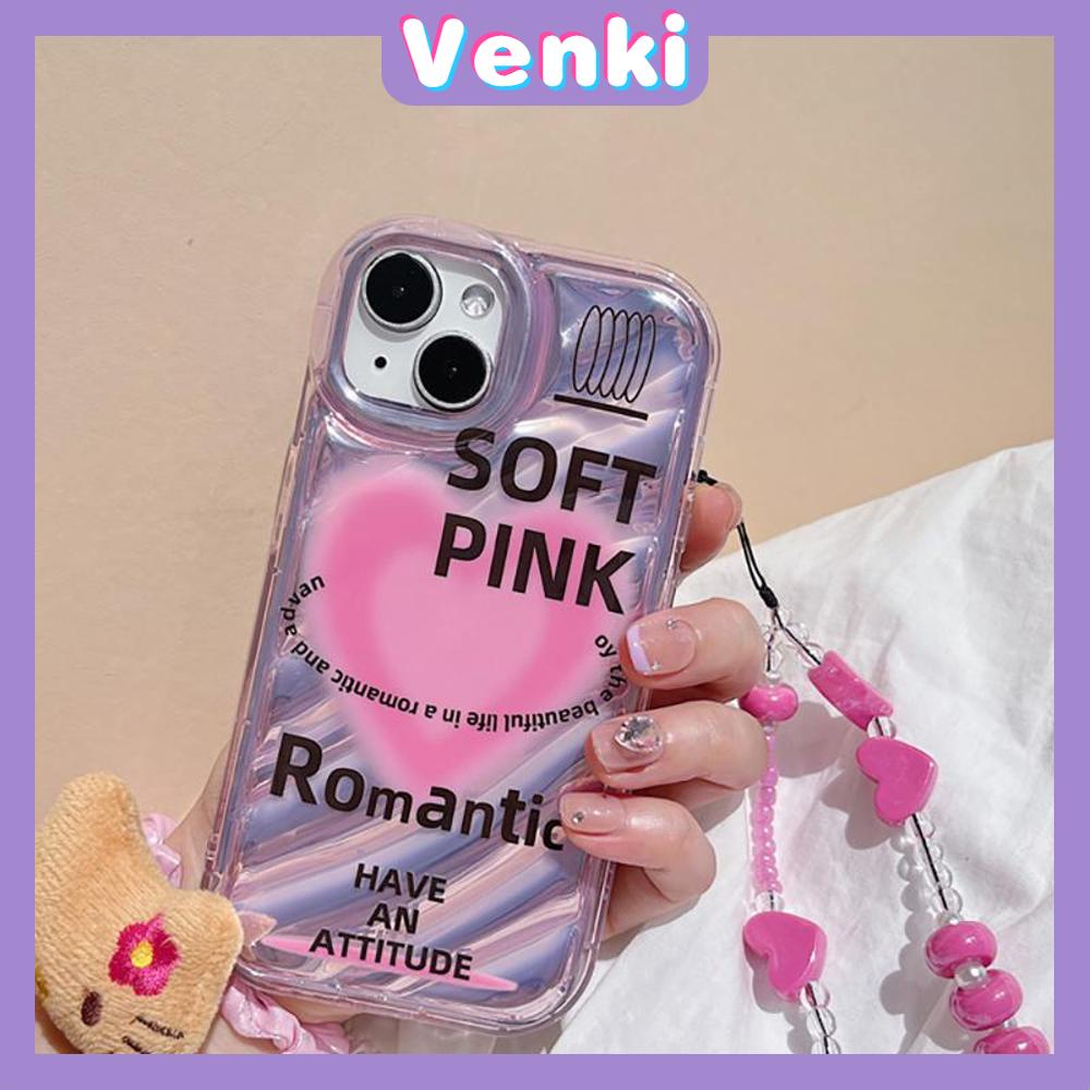 VENKI - For iPhone 11 iPhone Case Laser Reflective Transparent Phone Case TPU Soft Shockproof Airbag Case Protective Pink Heart Compatible with iPhone 14 13 Pro max 12 Pro Max xr