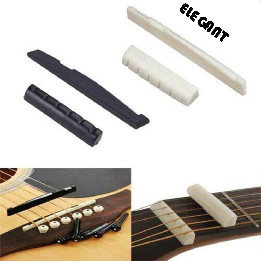 [Elegan] Guitar Bridge Saddle 1set Tahan Lama Real Bone Bridge Pins Guitar Saddle Guitar Nut Aksesoris Gitar 6tali Bawah Tali Bantal