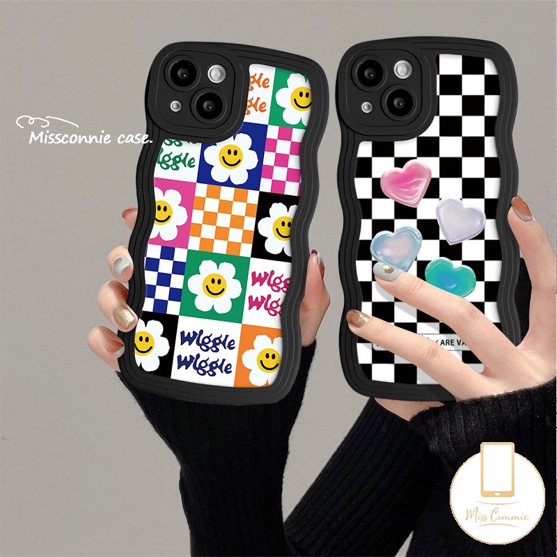 Case Papan Catur Untuk Panas9 10 20 12i 10Lite 11s 10s 20s 8 12 Pro Infinix Hot 9 11 10 12 Main Smart4 6 5plus Note 12 G96 10 Pro Smile Sunflower Love Heart Wavy Edge Soft Cover