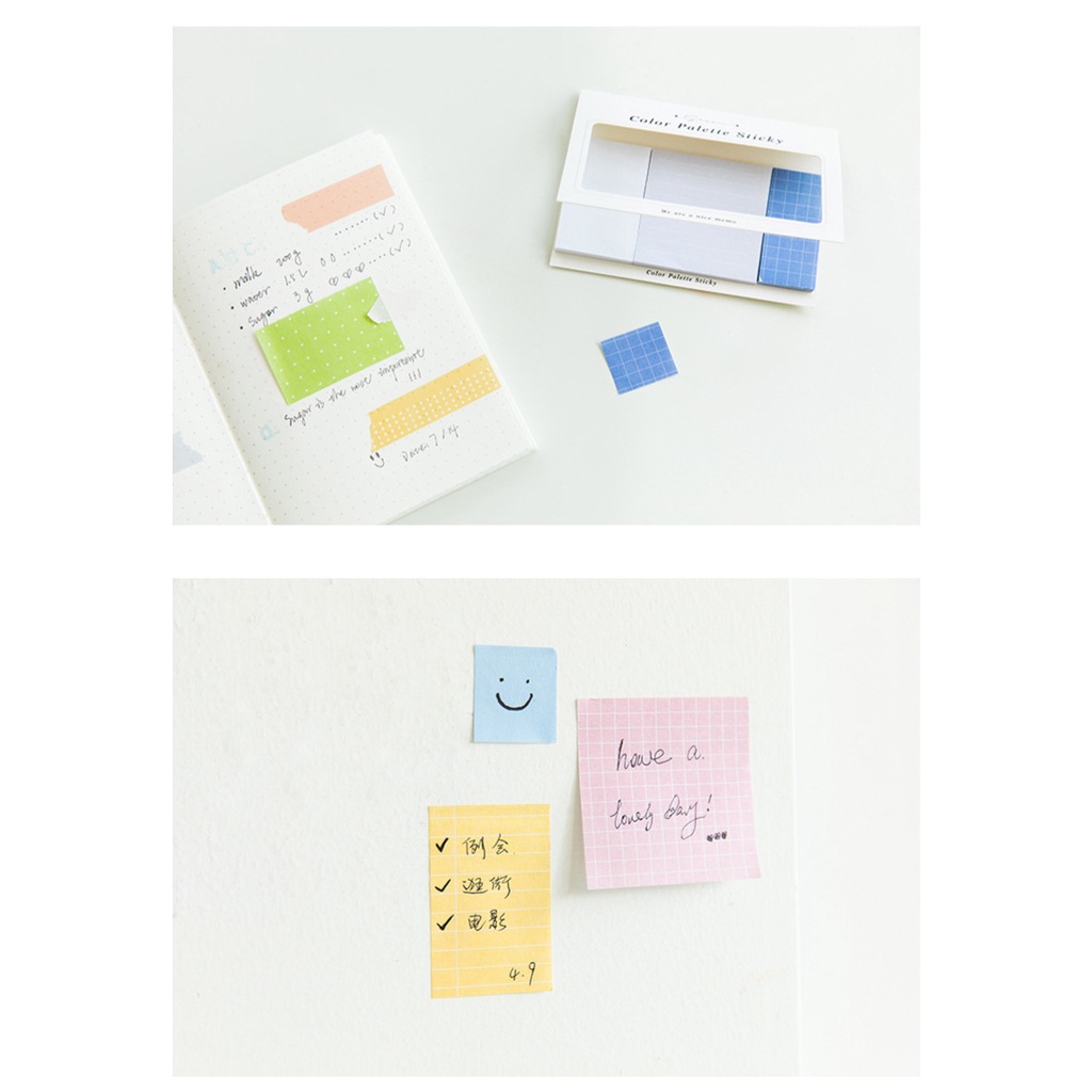 [Gongjin] 90 Lembar COLOR PALETTE Sticky Note / Memo Pembatas Buku Catatan Memopad Warna Lucu Estetik Aesthetic Anotasi