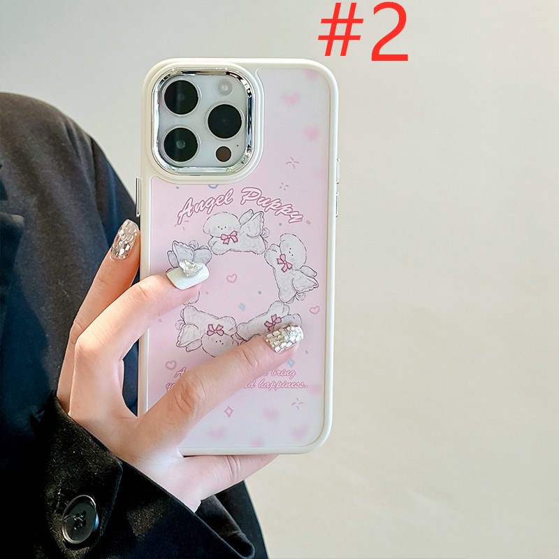 Pink Angel Puppy Soft Silicon Case HP iP iPhone 12 13 14 Pro Max 11 Girl Woman FTD Casing Apple