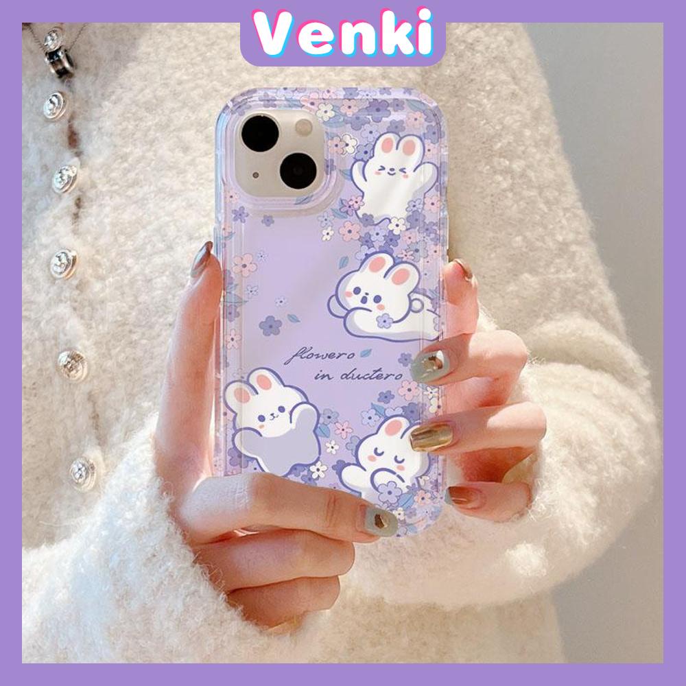 VENKI - For iPhone 11 Case Clear Phone Case TPU Soft Case Airbag Shockproof Protection Camera Cute Flower Bunny Compatible with iPhone 14 13 Pro Max iPhone 12 Pro Max XR XS 7 8Plus