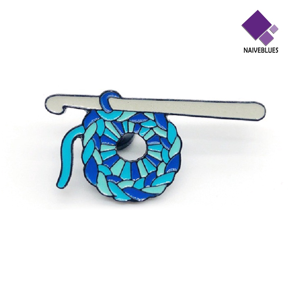 &lt; Naiveblues &gt; Retro Bros Rajut Wol Bola Crochet Hook Hadiah Perhiasan Nenek Enamel Rajut A Kreatif