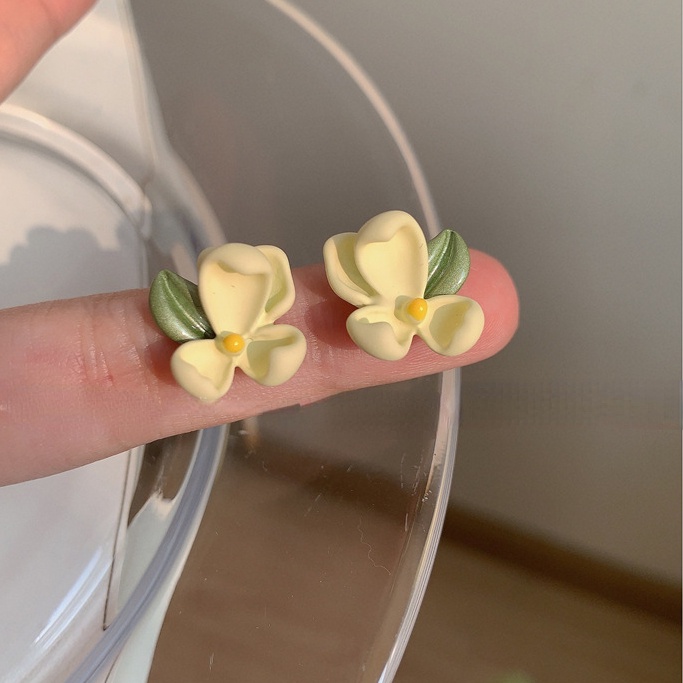 Green Gardenia Super Fairy Fresh Sweet Earrings Ear Studs Untuk Perempuan Yang Indah