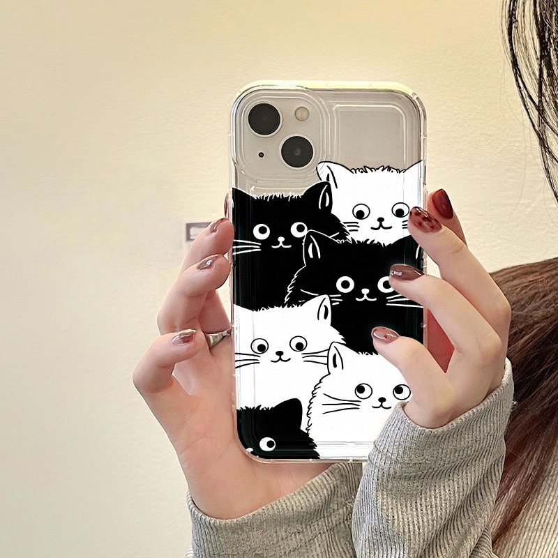 IPHONE Casing Kucing Lucu Kompatibel Untuk Iphone7Plus8Plus6Plus11 14 13 12 Pro MAX XR X XS MAX SE Airbag Shockproof Cover