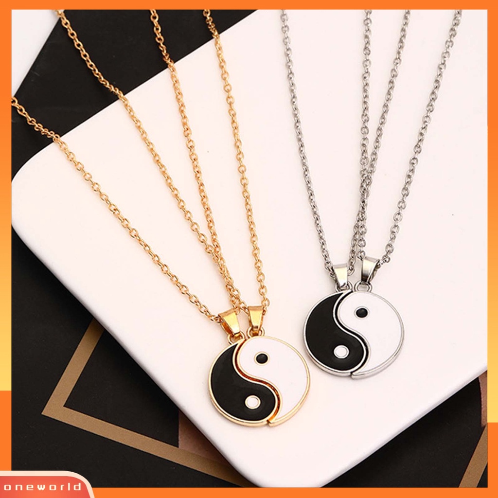 [ONE] 2pcs/set Kalung Rantai Tai Chi Liontin Pasangan Memorial Stainless Untuk Hadiah